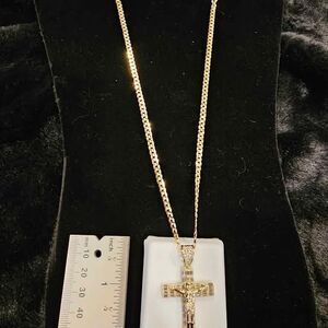 6.0CTW VVSD Moissanite Pendant in gold over .925 with a 24" Gold over Chain.